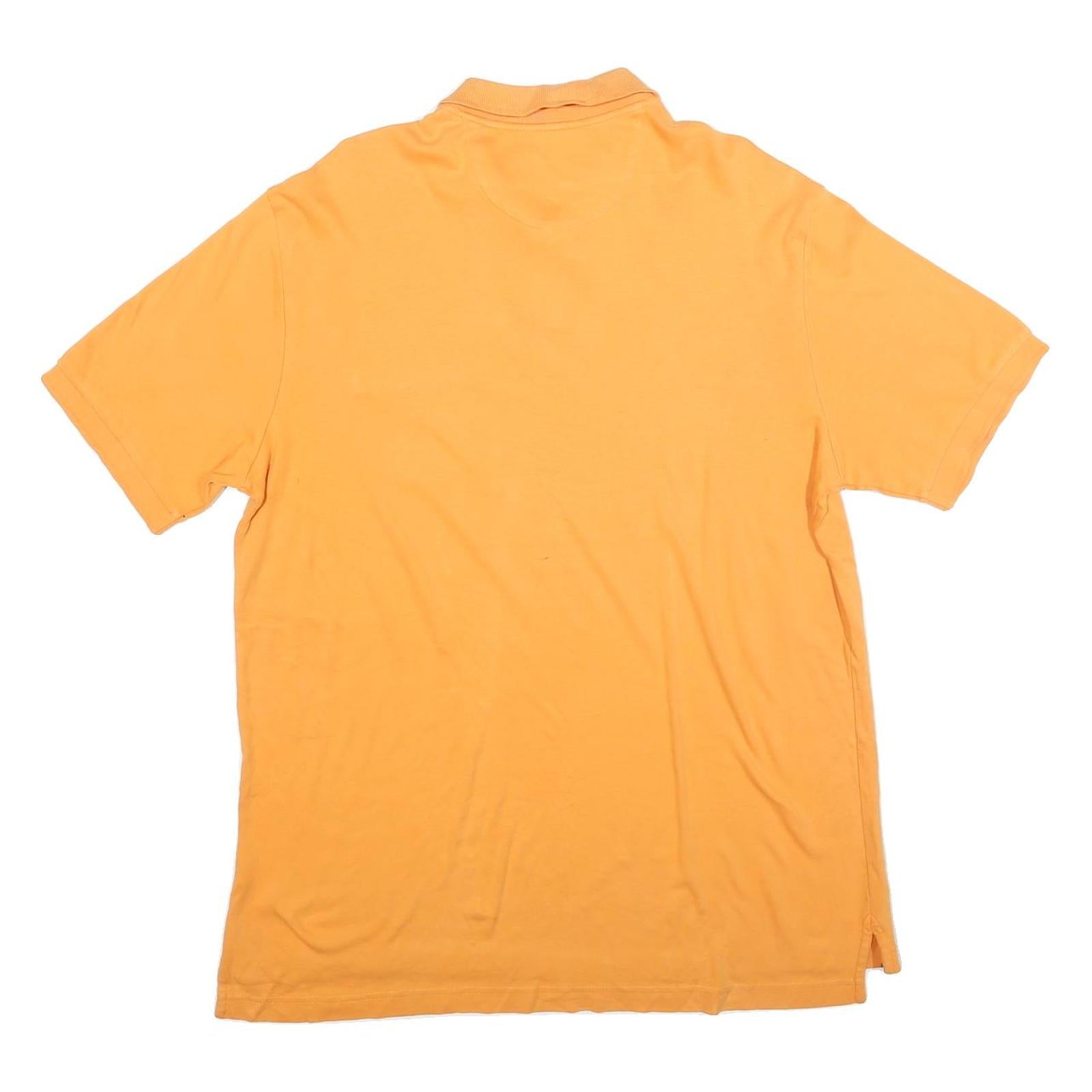 CHAPS Mens Orange Polo Shirt L Cotton Blend Short Sleeve Pocket Logo Basic