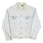 LEE Mens White Cotton Sherpa Collar Button Jacket XL Denim Outerwear