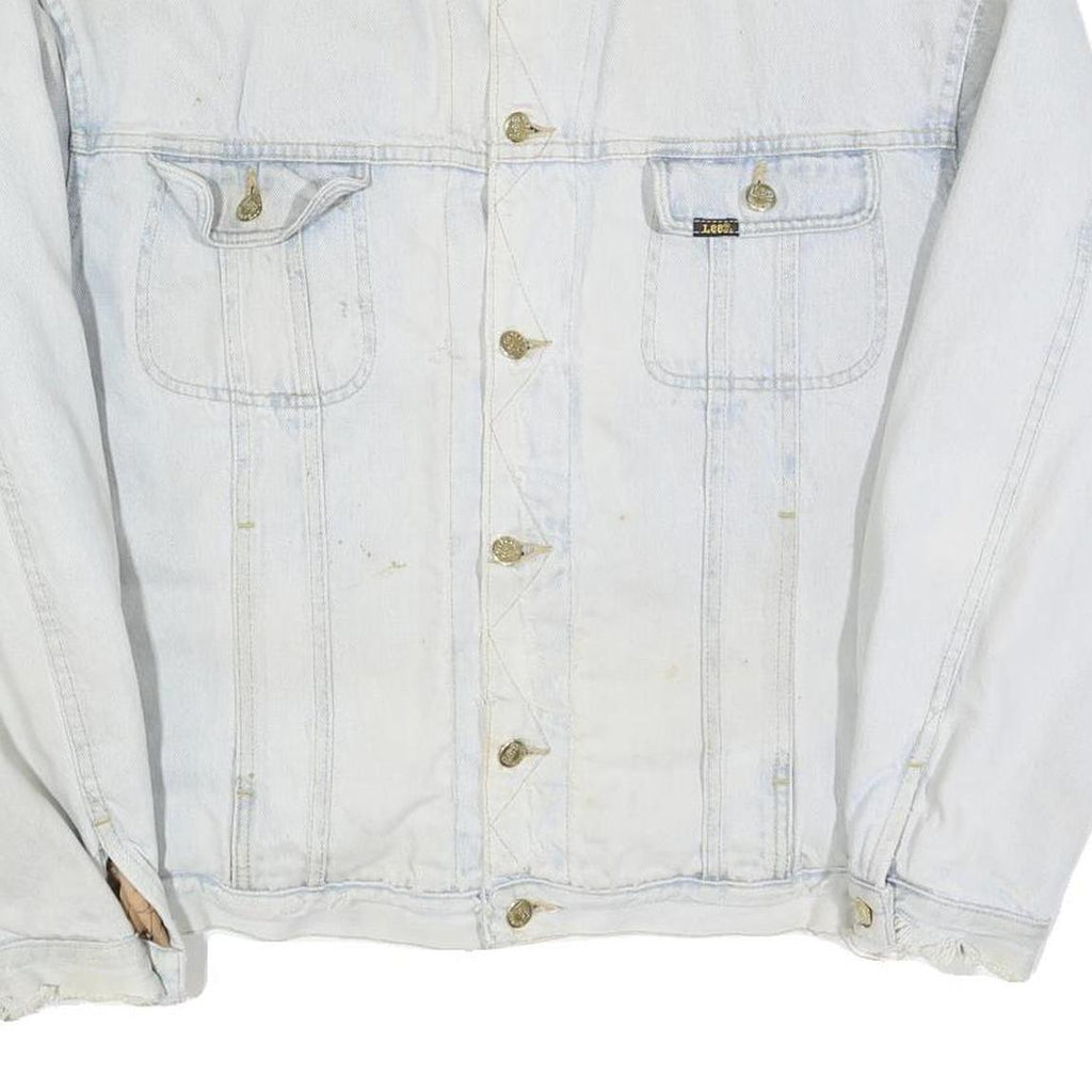 LEE Mens White Cotton Sherpa Collar Button Jacket XL Denim Outerwear