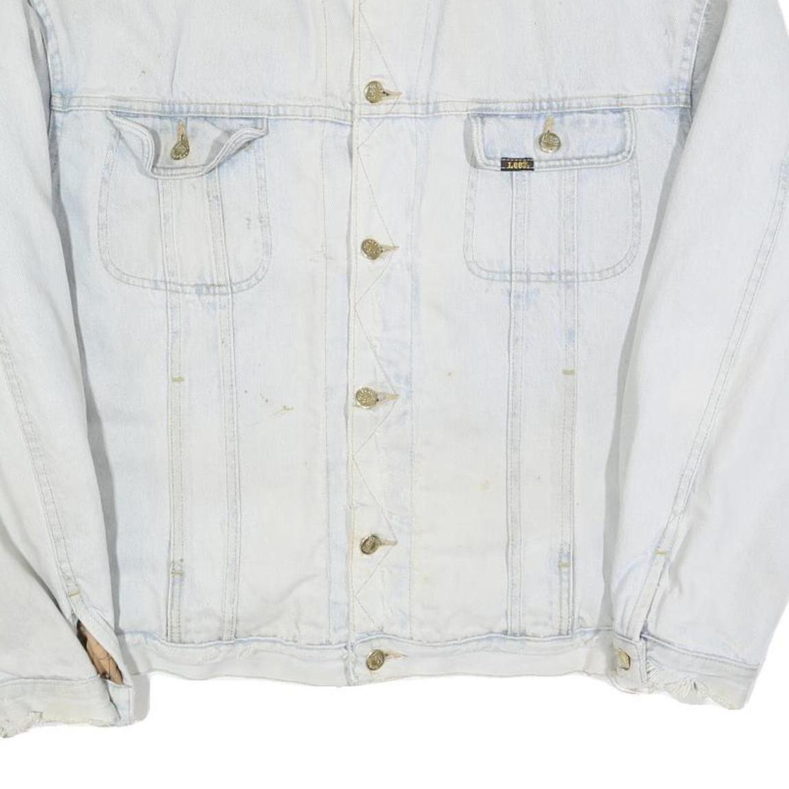 LEE Mens White Cotton Sherpa Collar Button Jacket XL Denim Outerwear