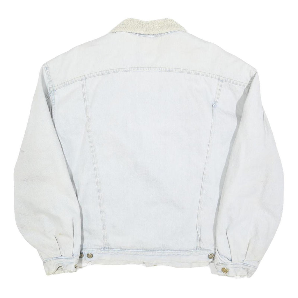 LEE Mens White Cotton Sherpa Collar Button Jacket XL Denim Outerwear