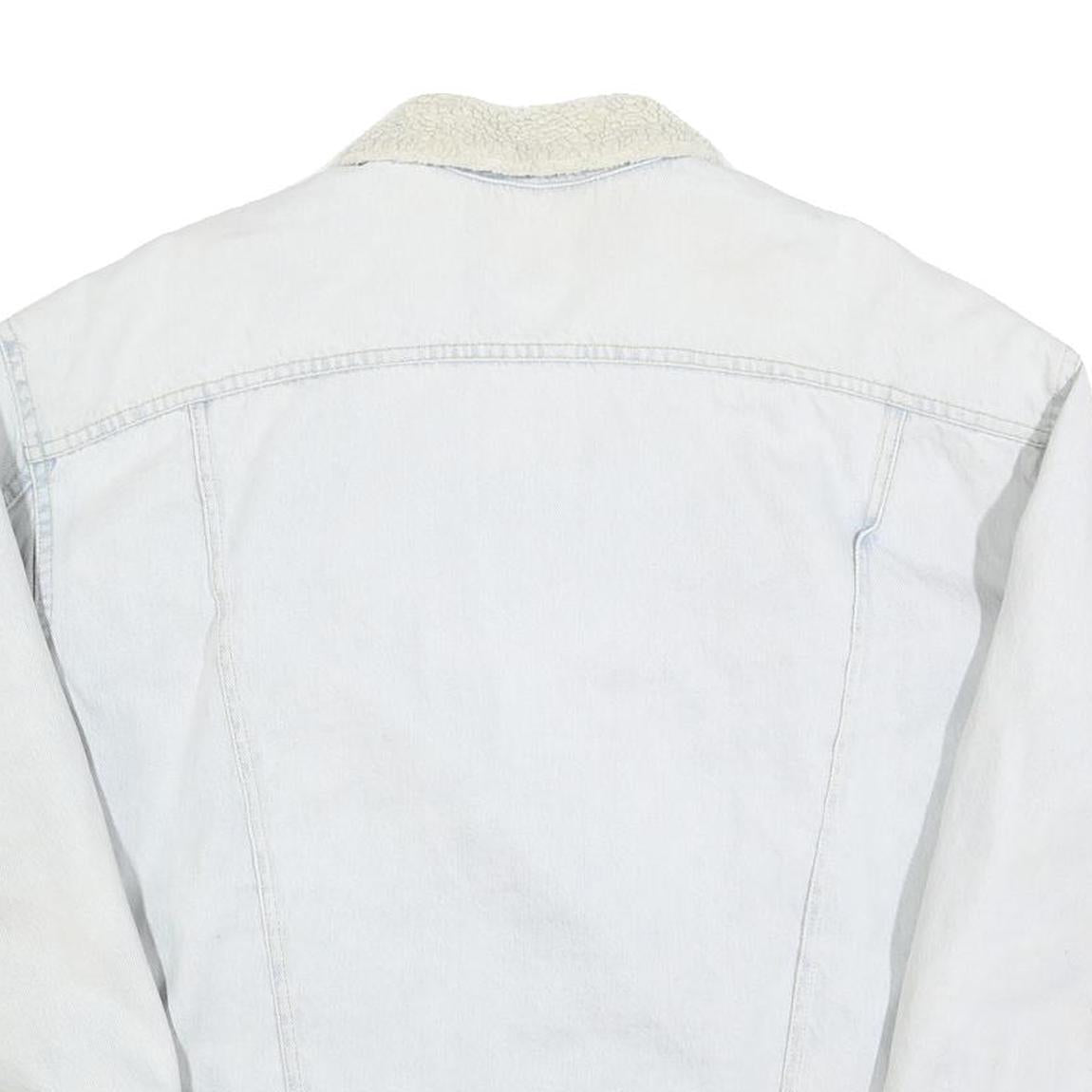 LEE Mens White Cotton Sherpa Collar Button Jacket XL Denim Outerwear