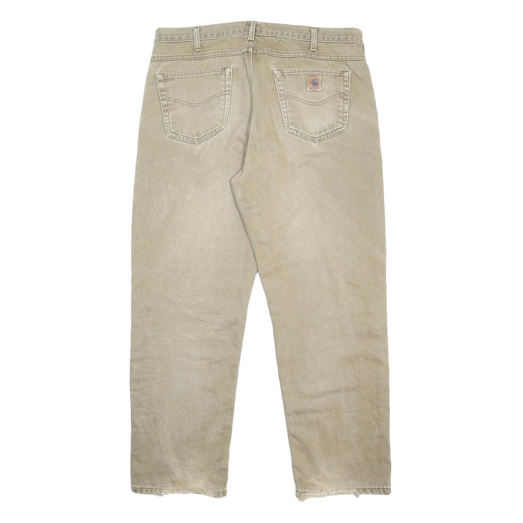 CARHARTT Mens Relaxed Beige Jeans Cotton W38 L32 Distressed Casual Workwear