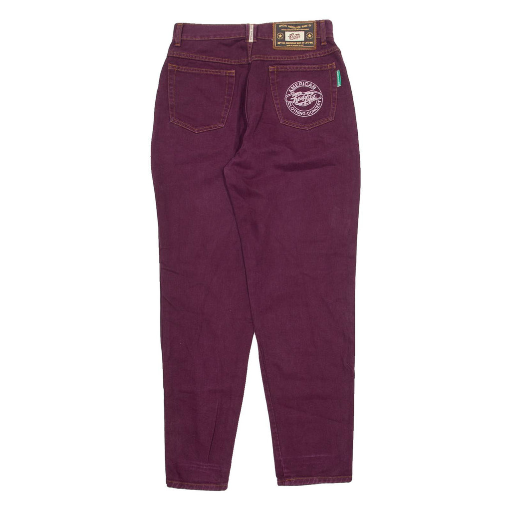 RED PIPE Womens Jeans Maroon Relaxed Tapered 90s W28 L30