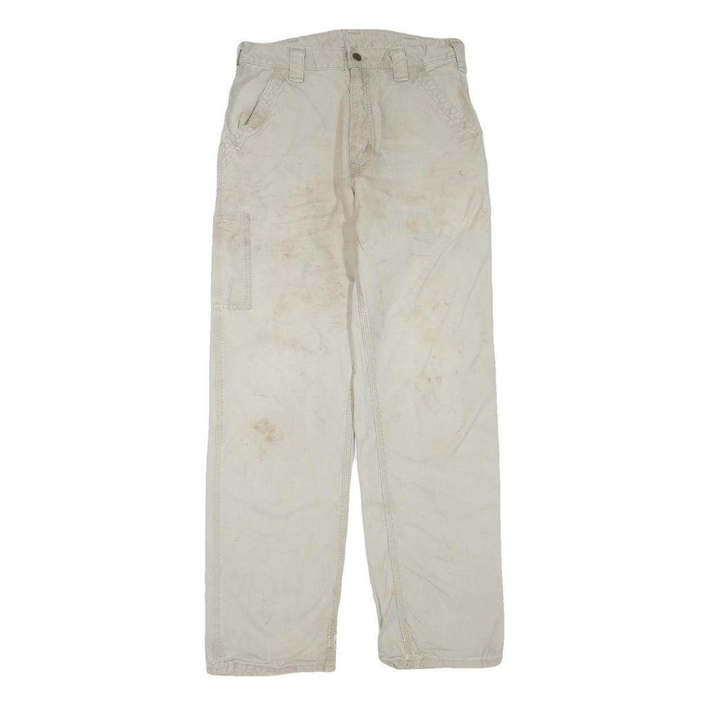 CARHARTT Mens Cotton Blend Beige Workwear Regular Straight Trousers W32 L32