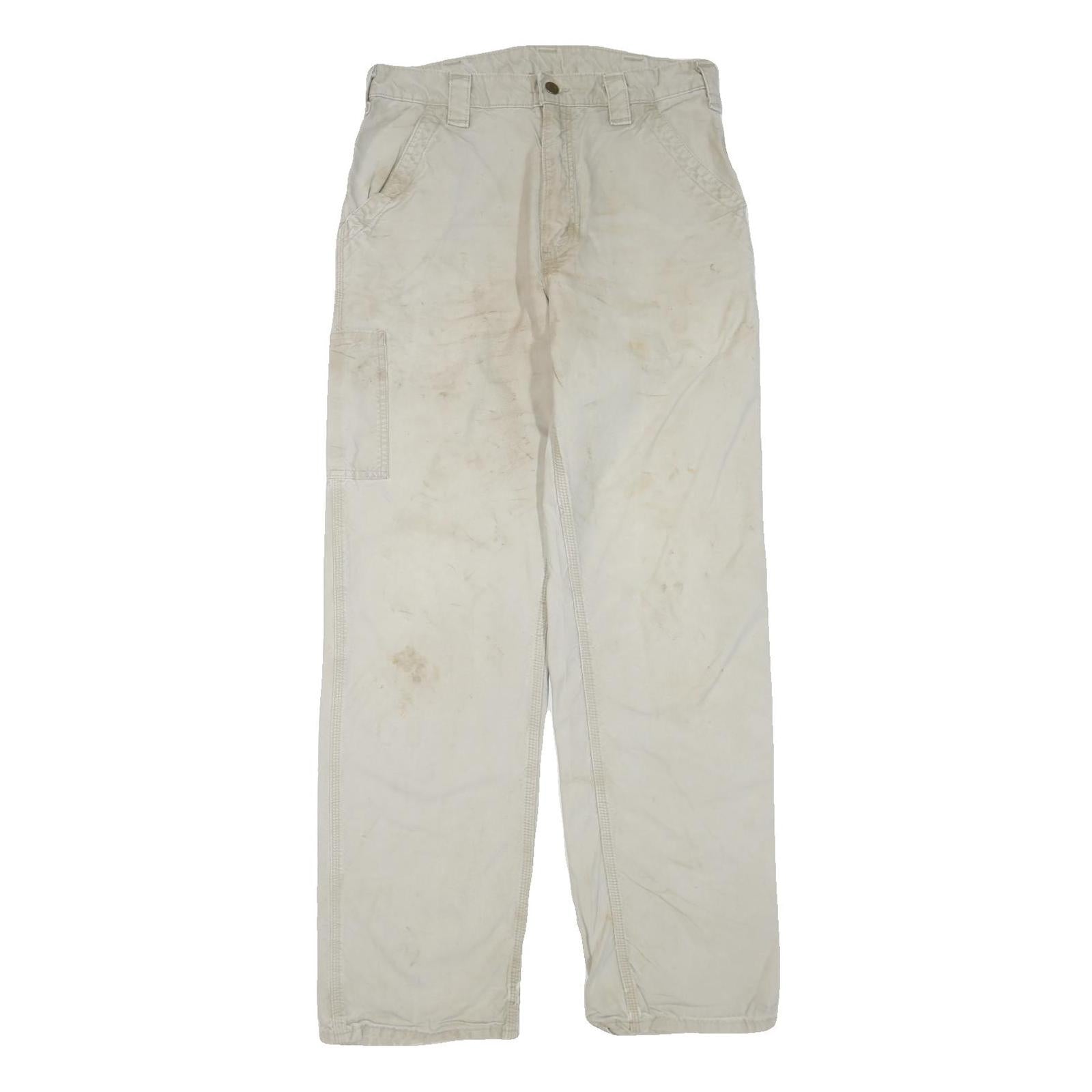 CARHARTT Mens Cotton Blend Beige Workwear Regular Straight Trousers W32 L32