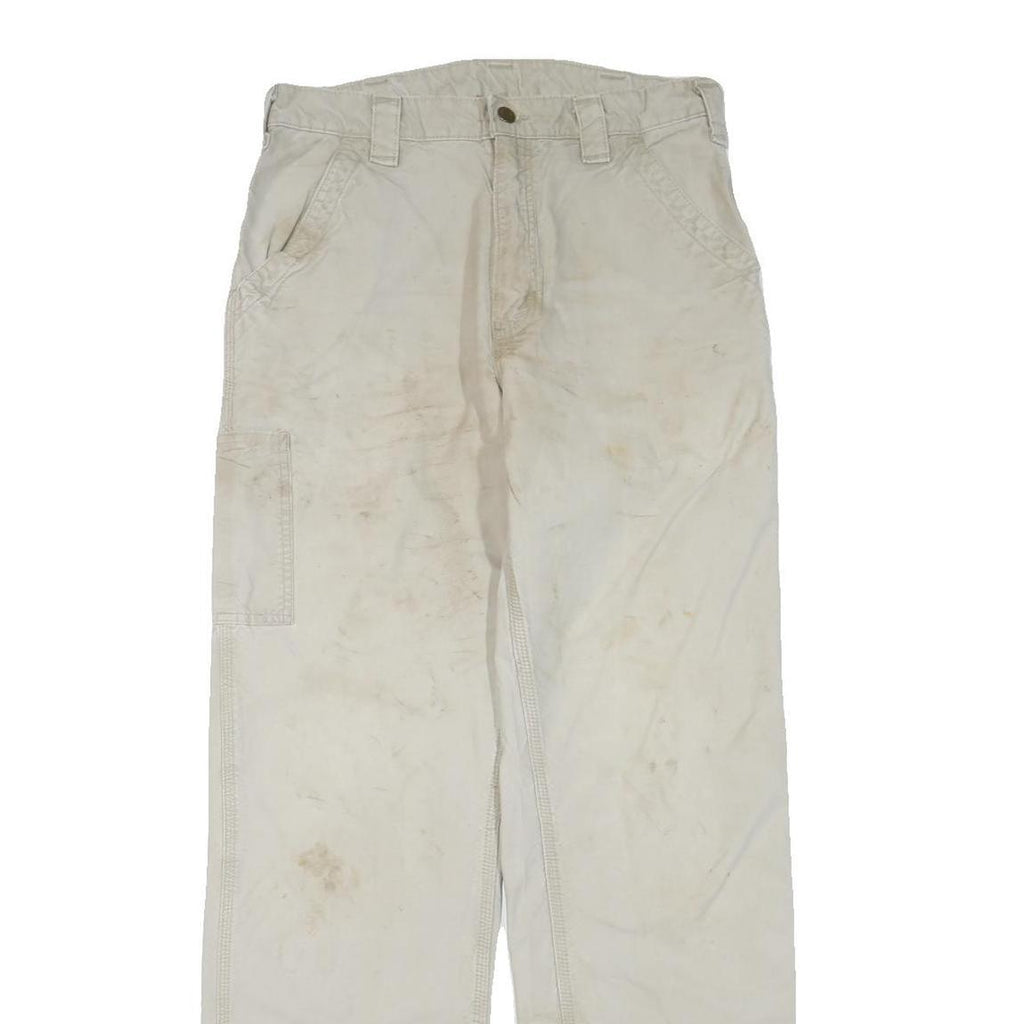 CARHARTT Mens Cotton Blend Beige Workwear Regular Straight Trousers W32 L32