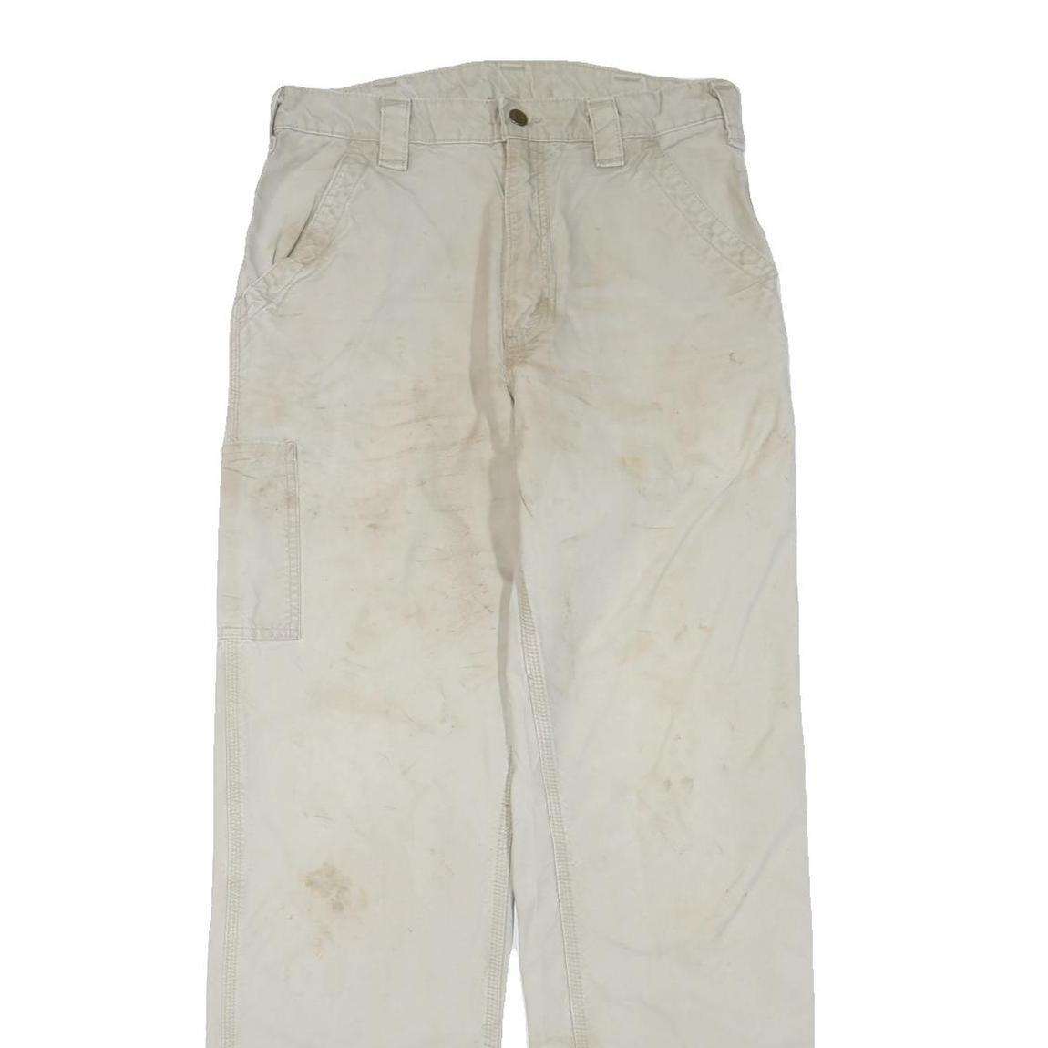 CARHARTT Mens Cotton Blend Beige Workwear Regular Straight Trousers W32 L32