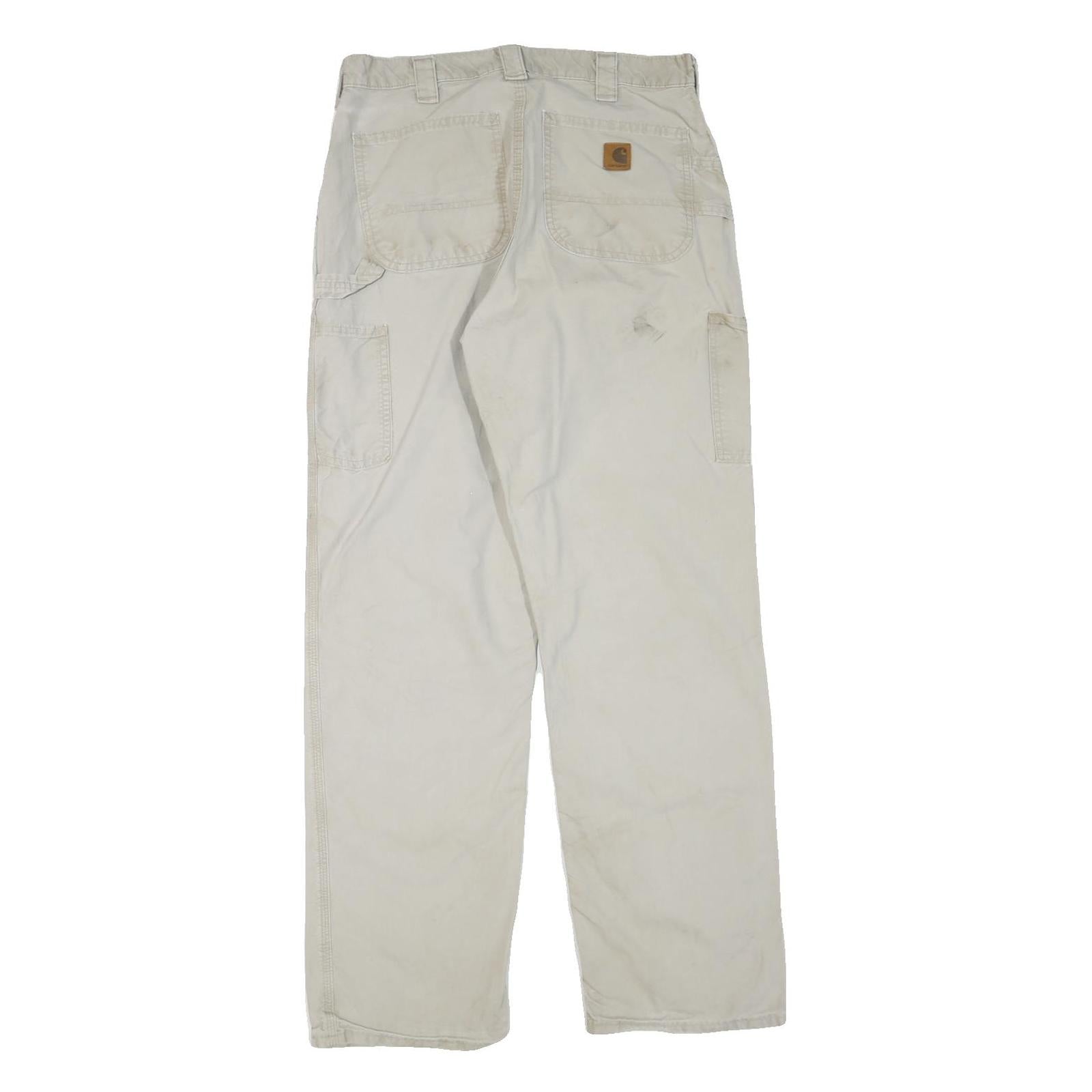 CARHARTT Mens Cotton Blend Beige Workwear Regular Straight Trousers W32 L32