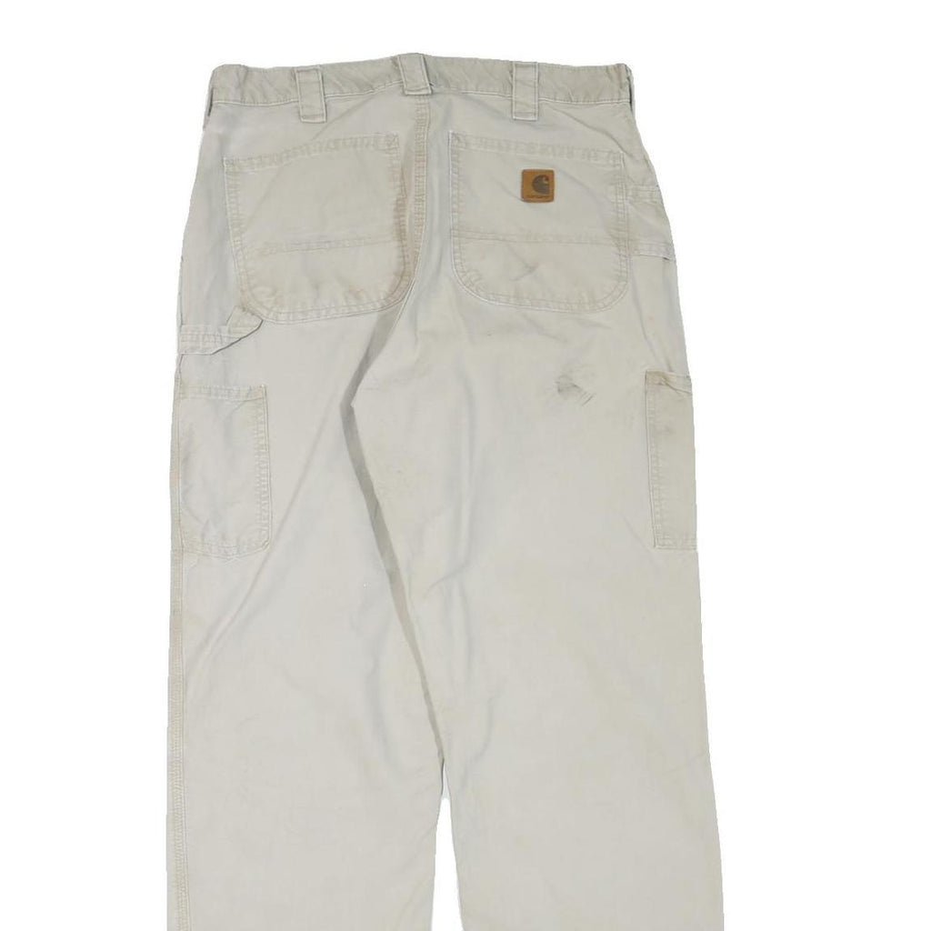 CARHARTT Mens Cotton Blend Beige Workwear Regular Straight Trousers W32 L32