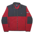 TOMMY HILFIGER Mens Red & Black Zip Jacket L Polyester Colourblock Performance