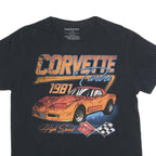 CHEMISTRY Mens Black Corvette Turbo 1981 Graphic L Short Sleeve Crew Neck