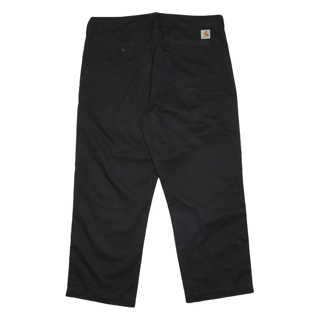 CARHARTT WIP Mens Cotton Black Relaxed Straight Trousers W34 L27 Workwear Zip