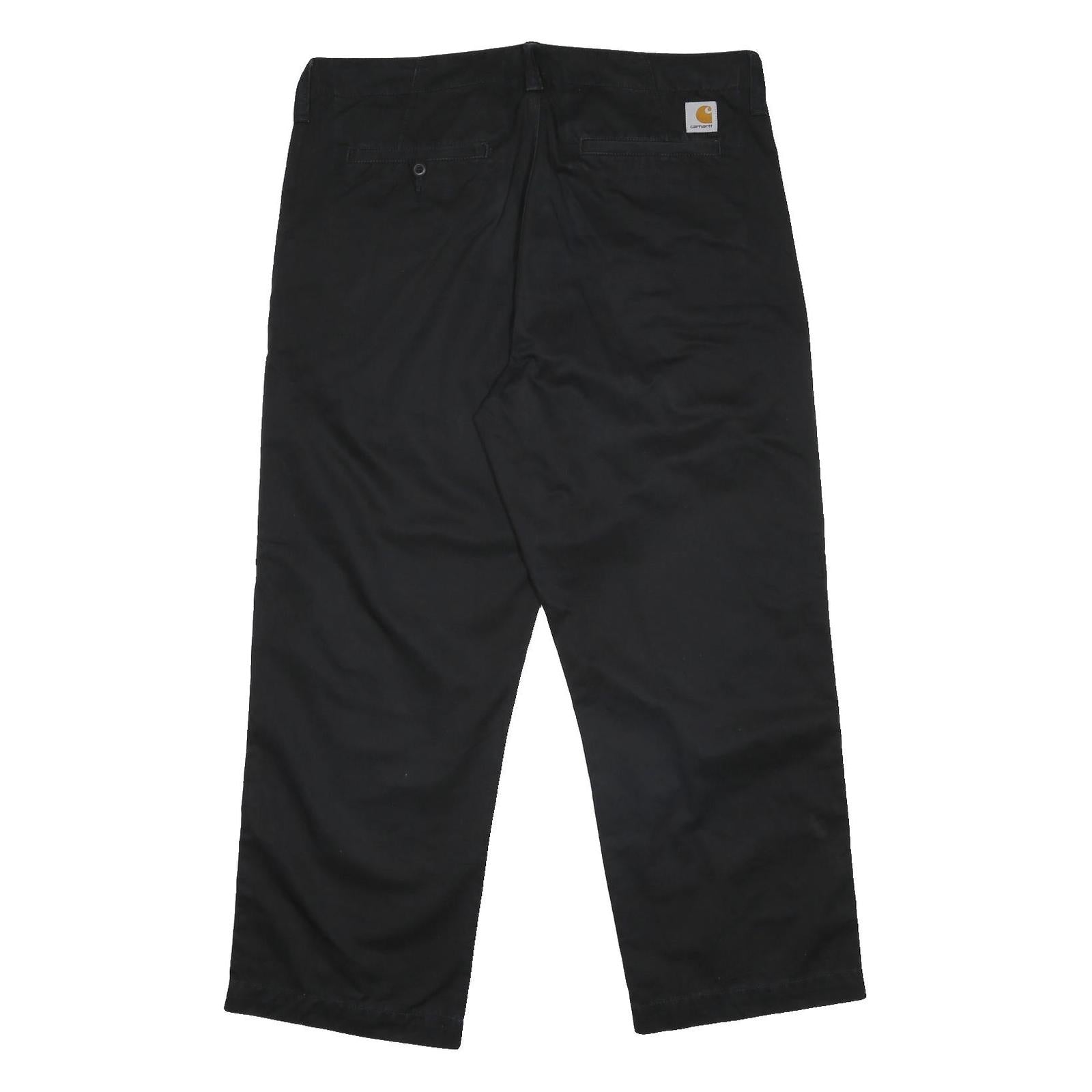CARHARTT WIP Mens Cotton Black Relaxed Straight Trousers W34 L27 Workwear Zip