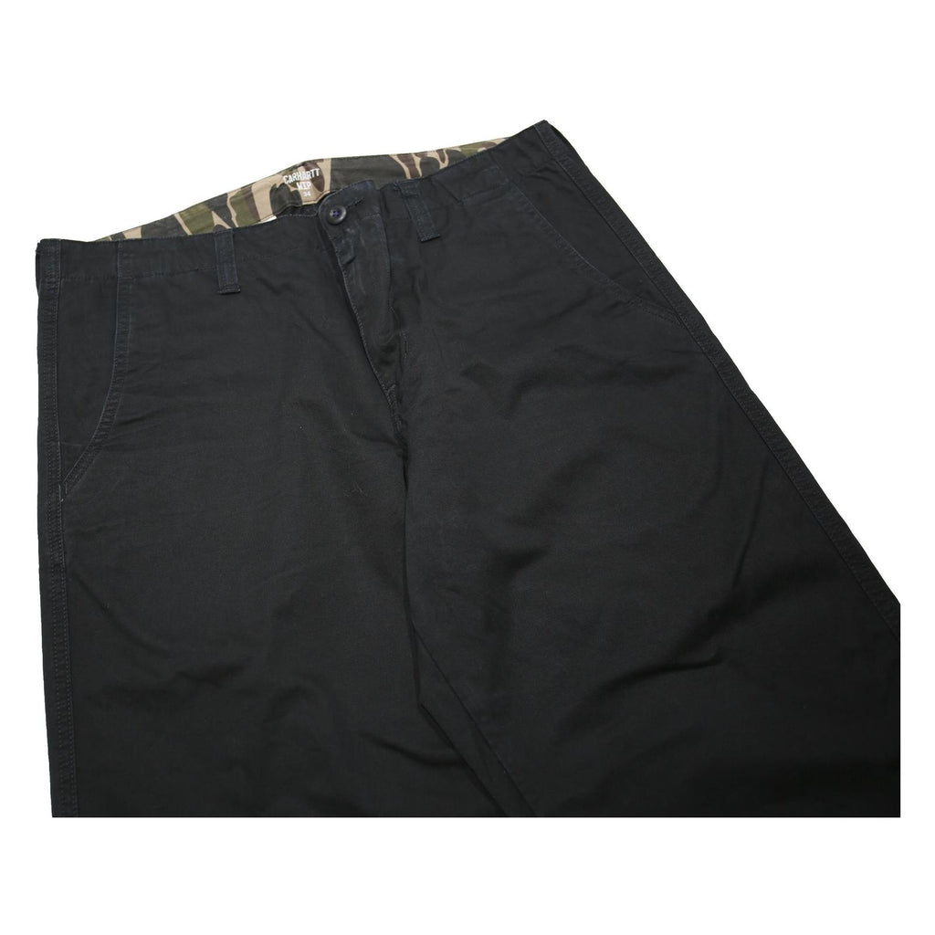CARHARTT WIP Mens Cotton Black Relaxed Straight Trousers W34 L27 Workwear Zip