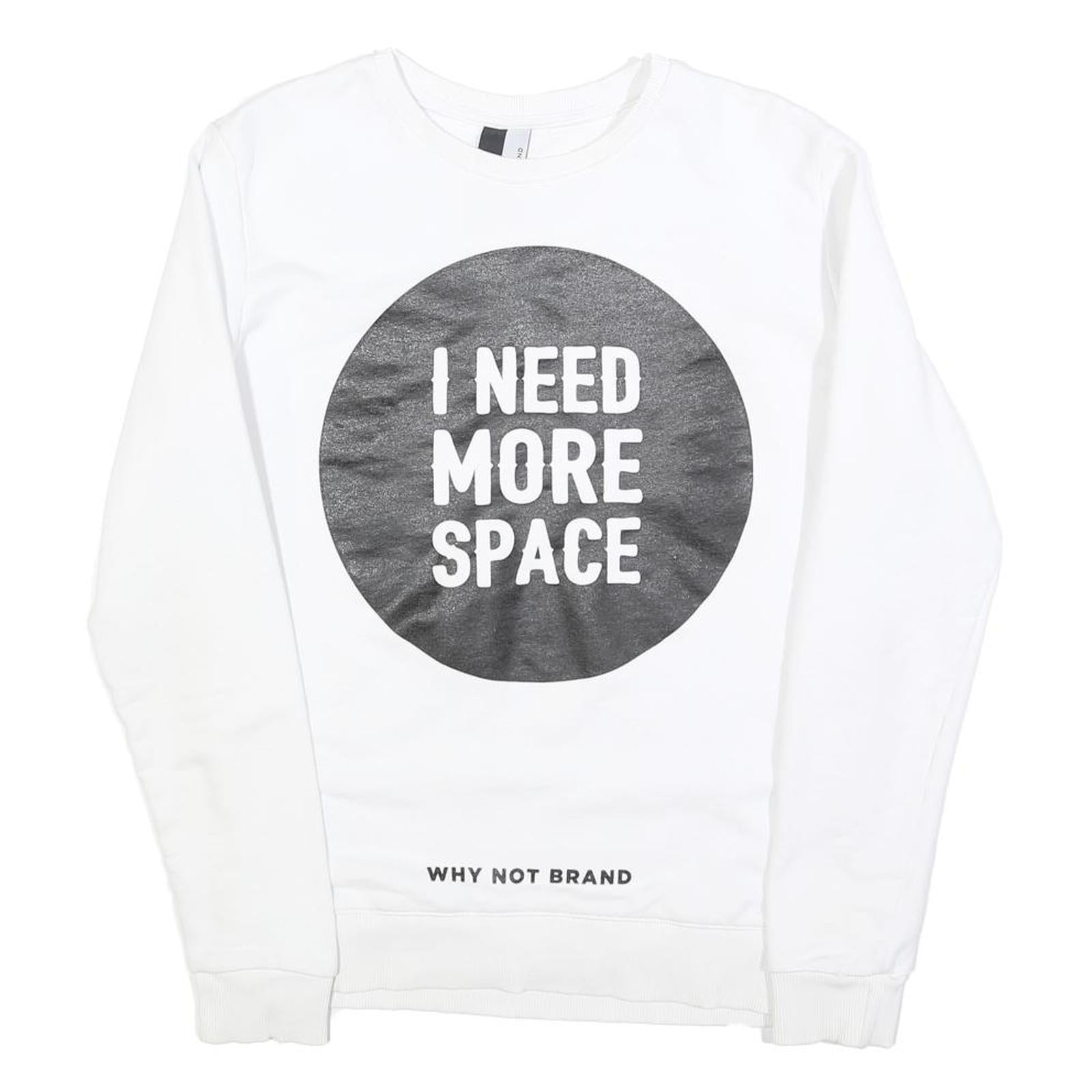 WHY NOT BRAND Mens White S Crew Neck Cotton Blend Sweatshirt Space Graphic