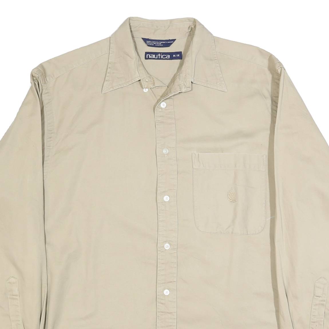 NAUTICA Mens Beige Shirt M Classic Long Sleeve Cotton Button Shirt