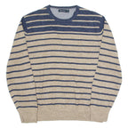 NAUTICA Mens Patterned Jumper Beige Striped Tight Knit XL