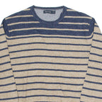 NAUTICA Mens Patterned Jumper Beige Striped Tight Knit XL