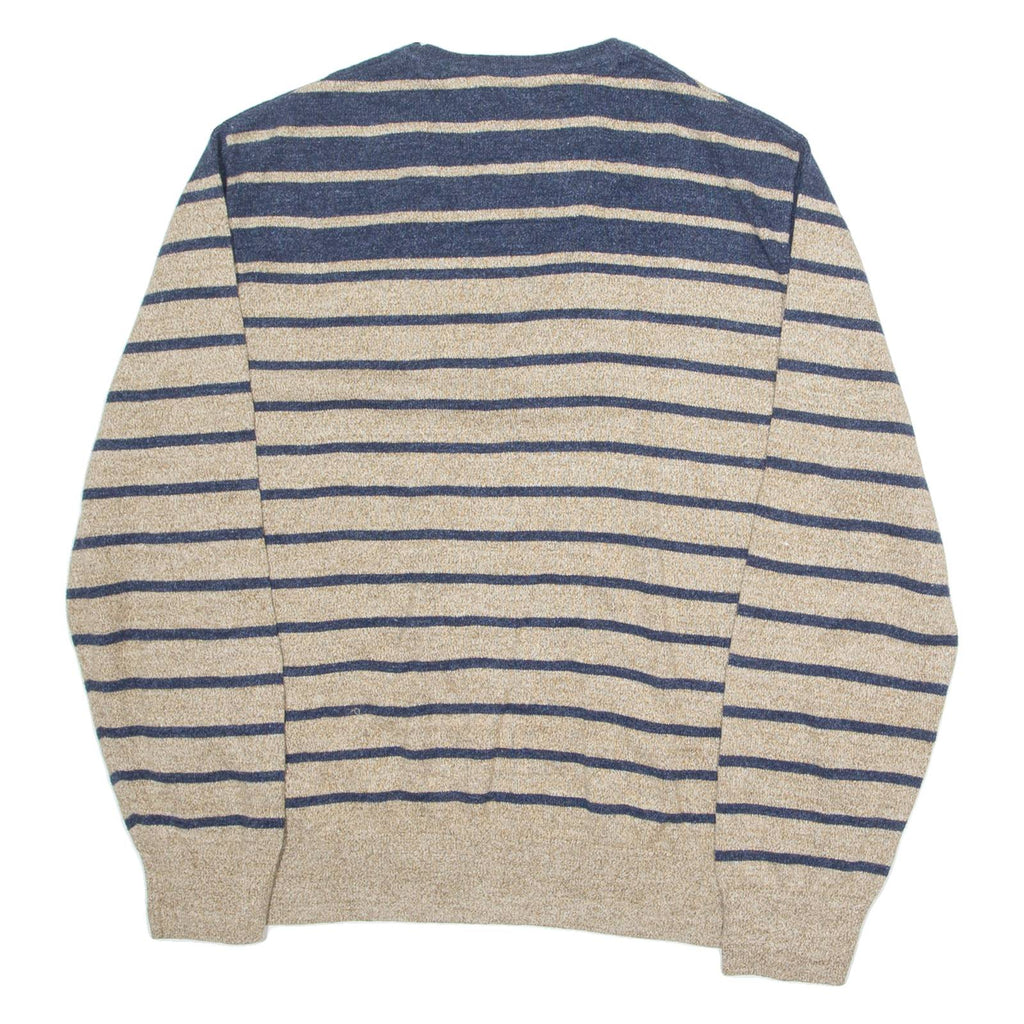 NAUTICA Mens Patterned Jumper Beige Striped Tight Knit XL