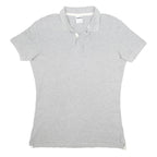 DIADORA Womens Grey Short Sleeve Plain Polo Shirt L Cotton Blend Casual