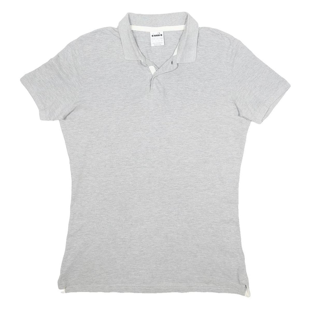 DIADORA Womens Grey Short Sleeve Plain Polo Shirt L Cotton Blend Casual
