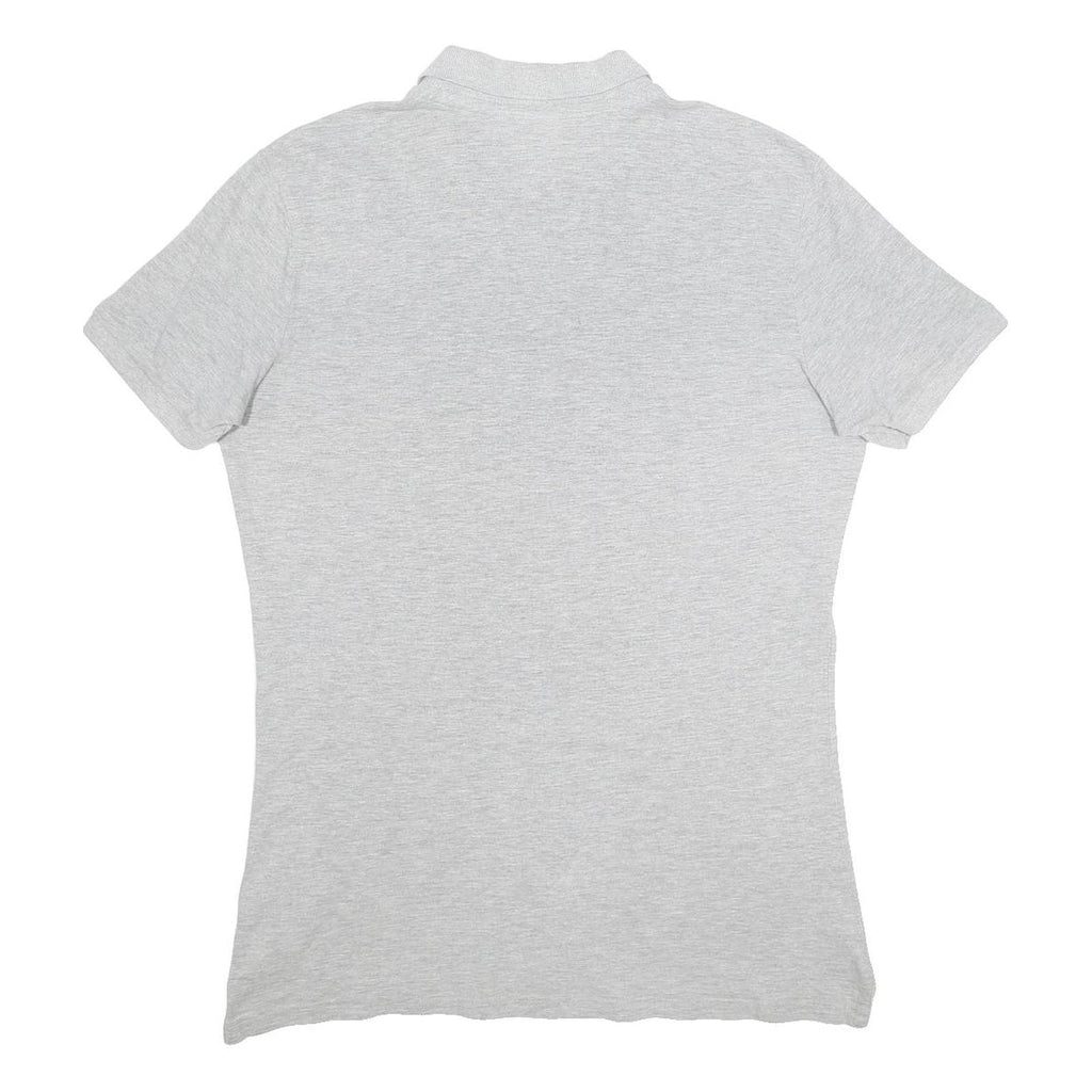 DIADORA Womens Grey Short Sleeve Plain Polo Shirt L Cotton Blend Casual