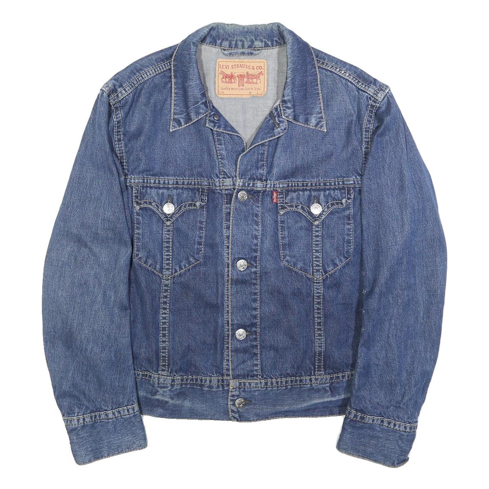 LEVI'S Mens Blue Denim Jacket XL Cotton Plain Button Closure Classic Fit