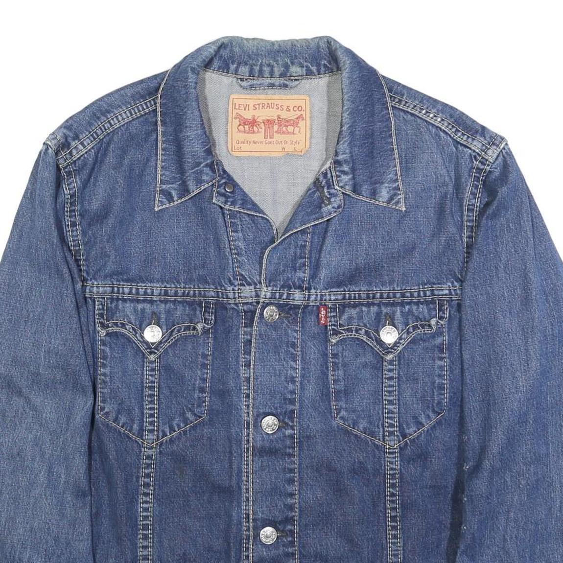 LEVI'S Mens Blue Denim Jacket XL Cotton Plain Button Closure Classic Fit