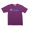 CHAMPION Mens Purple Graphic T-Shirt M Short Sleeve Crew Neck Cotton Blend
