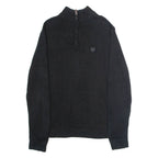 CHAPS Mens Jumper Black 1/4 Zip Tight Knit M