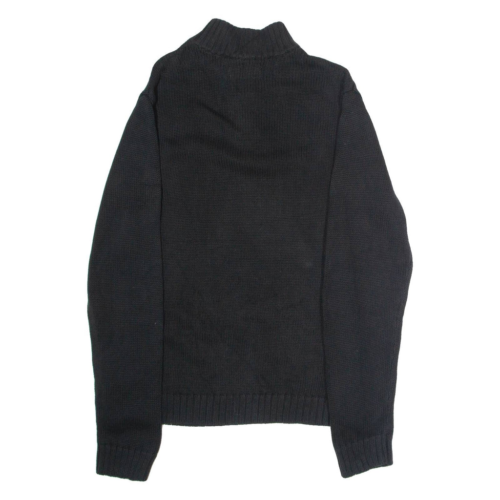 CHAPS Mens Jumper Black 1/4 Zip Tight Knit M