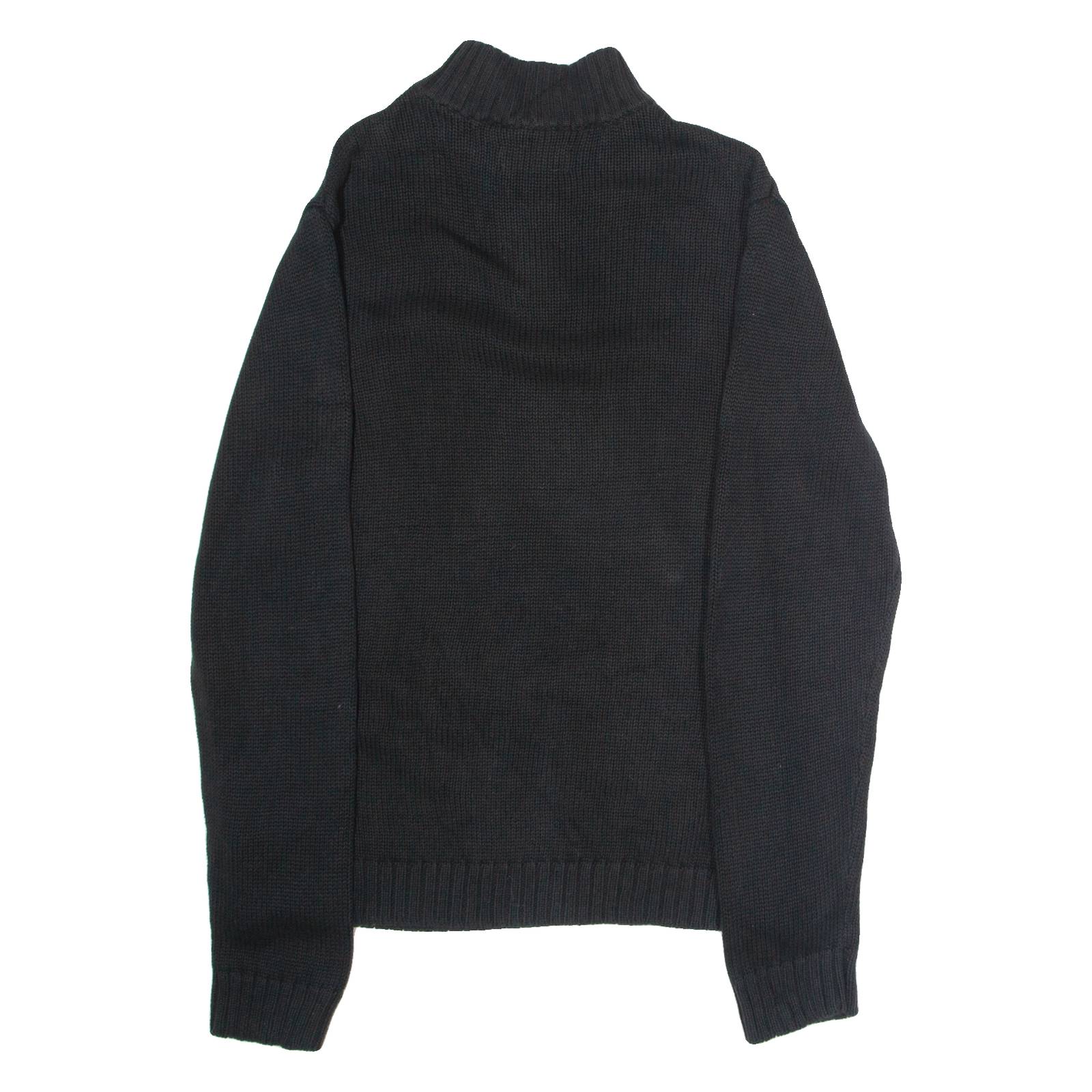 CHAPS Mens Jumper Black 1/4 Zip Tight Knit M