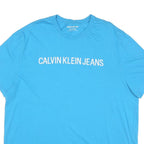 CALVIN KLEIN JEANS Mens Blue 2XL T-Shirt Short Sleeve Crew Neck Logo Print