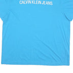 CALVIN KLEIN JEANS Mens Blue 2XL T-Shirt Short Sleeve Crew Neck Logo Print