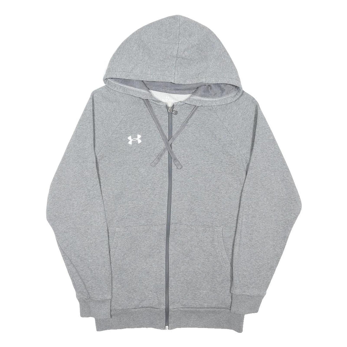 UNDER ARMOUR Mens Grey Full Zip Hoodie XS Cotton Blend Casual Sportswear