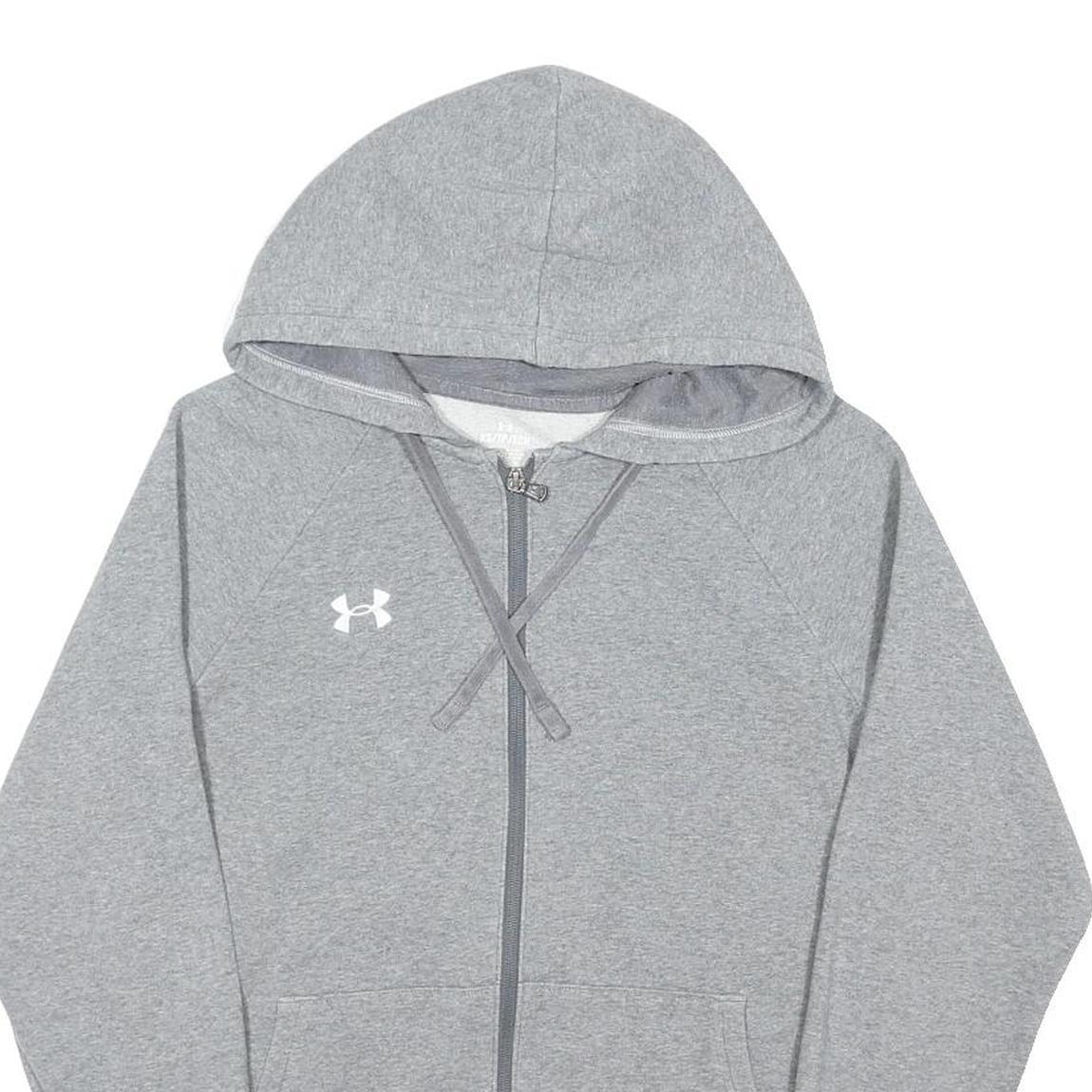 UNDER ARMOUR Mens Grey Full Zip Hoodie XS Cotton Blend Casual Sportswear