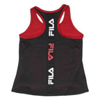 FILA Womens Black & Red Racerback T-Shirt UK 12 Sleeveless Polyester Blend