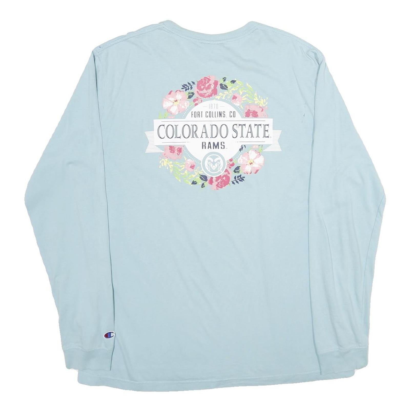 CHAMPION Mens Light Blue Colorado State Rams Long Sleeve Crew Neck T-Shirt XL