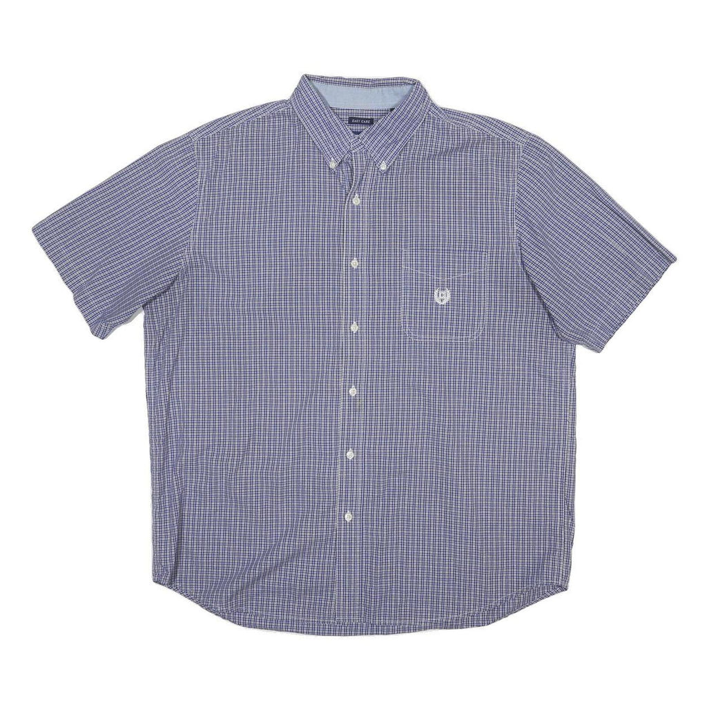 CHAPS Mens Blue Check Shirt XL Cotton Blend Casual Button Down Pocket
