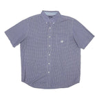 CHAPS Mens Blue Check Shirt XL Cotton Blend Casual Button Down Pocket