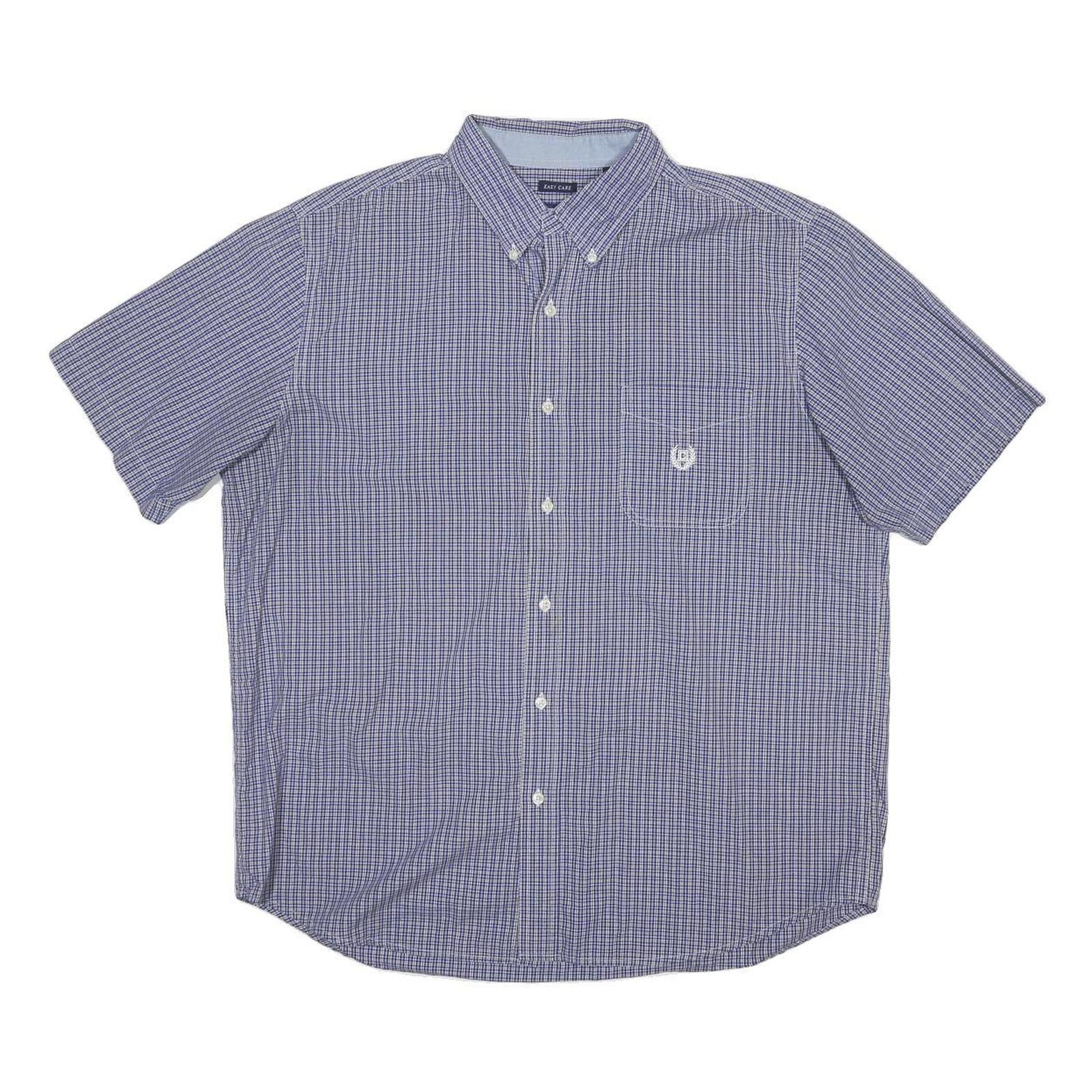 CHAPS Mens Blue Check Shirt XL Cotton Blend Casual Button Down Pocket