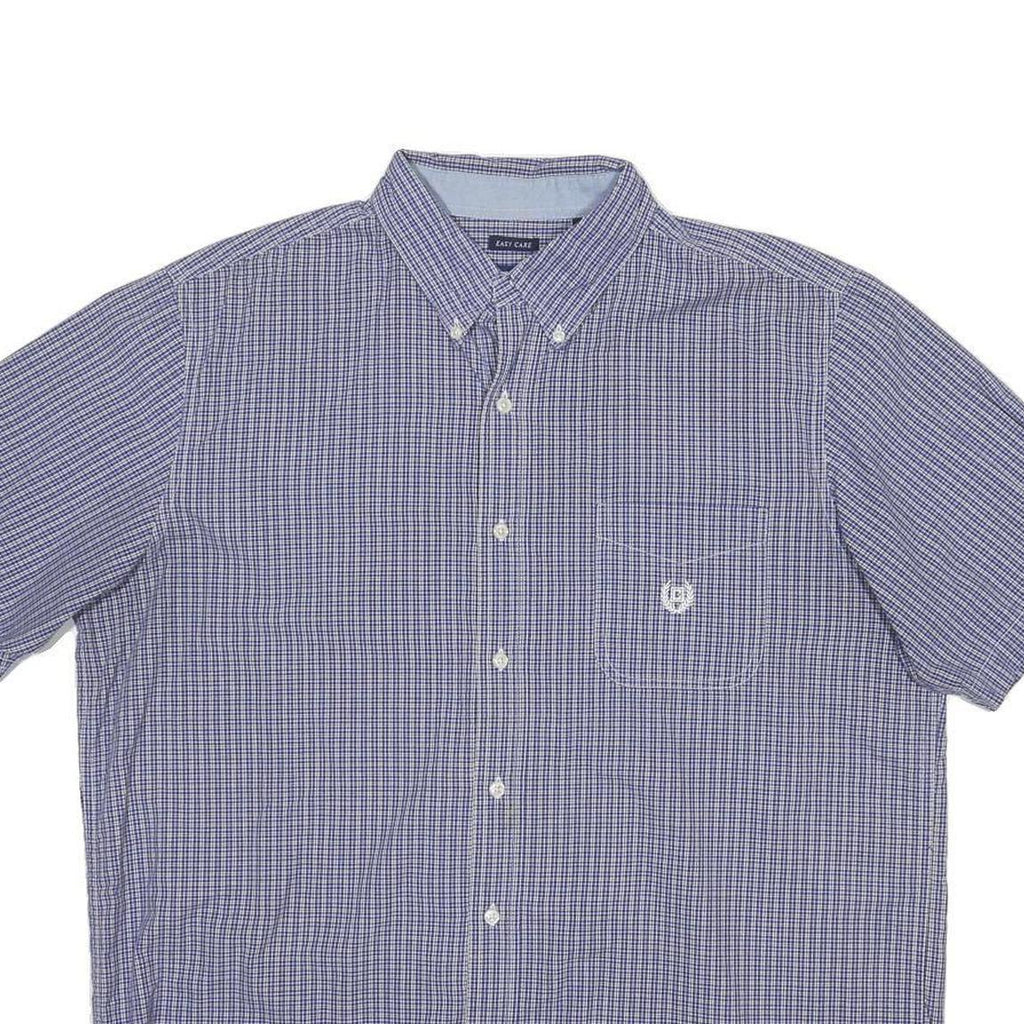 CHAPS Mens Blue Check Shirt XL Cotton Blend Casual Button Down Pocket