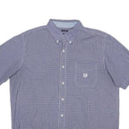 CHAPS Mens Blue Check Shirt XL Cotton Blend Casual Button Down Pocket
