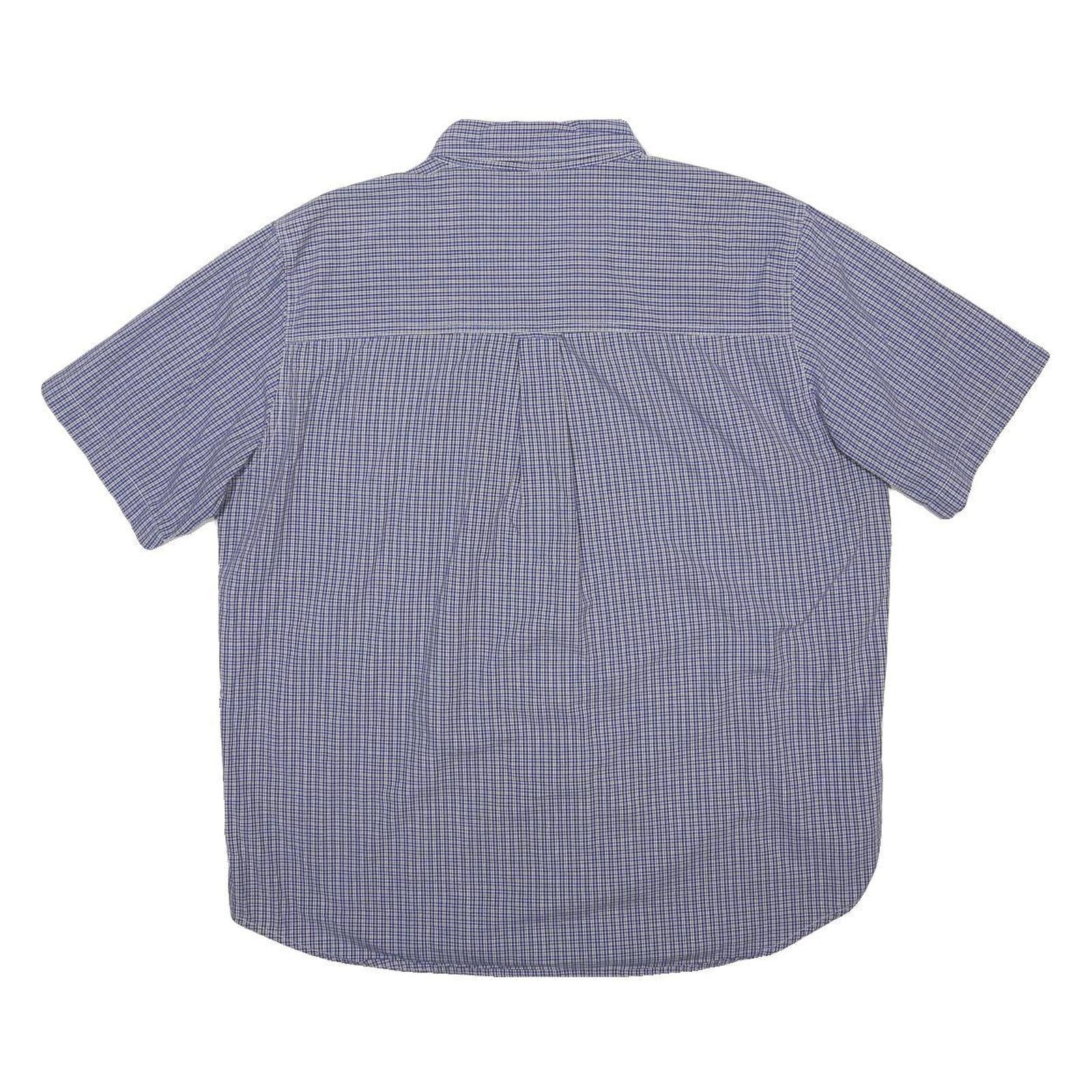 CHAPS Mens Blue Check Shirt XL Cotton Blend Casual Button Down Pocket