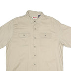 WRANGLER Mens Beige Short Sleeve Casual Cotton Blend Shirt L Button Pockets