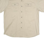 WRANGLER Mens Beige Short Sleeve Casual Cotton Blend Shirt L Button Pockets
