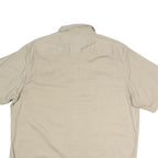 WRANGLER Mens Beige Short Sleeve Casual Cotton Blend Shirt L Button Pockets