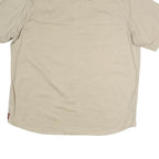 WRANGLER Mens Beige Short Sleeve Casual Cotton Blend Shirt L Button Pockets