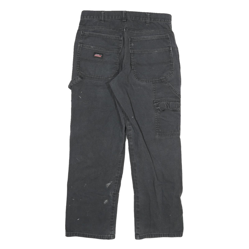DICKIES Mens Jeans Black Regular Straight Denim W30 L28 Workwear Utility Zip